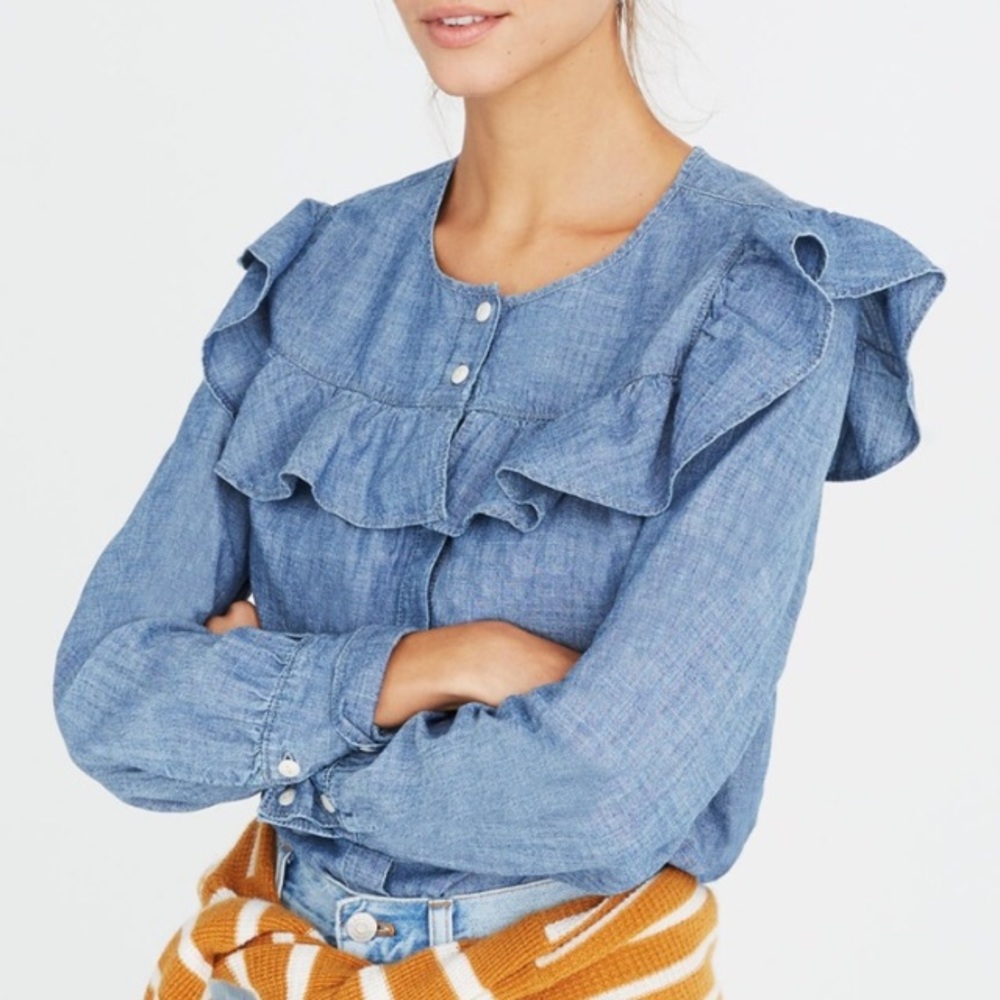 Madewell | Ruffle Chambray Top